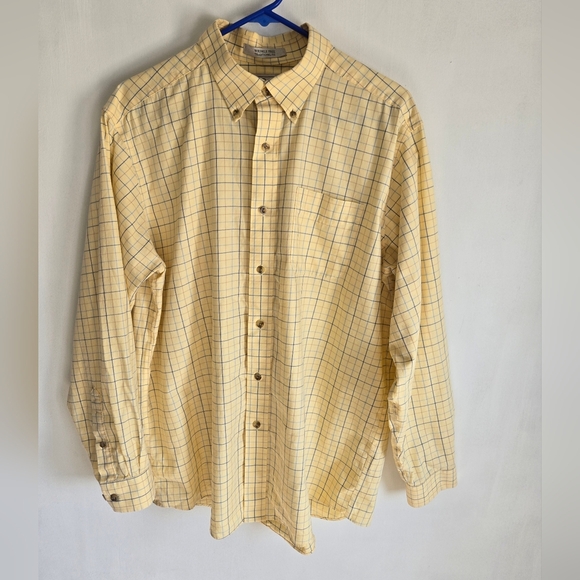 L.L. Bean Other - LL BEAN Shirt Mens L Long Sleeve Wrinkle Resistant Yellow Plaid Button Up Down